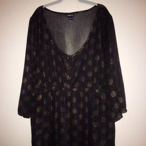 Torrid black w/gold polka dots blouse